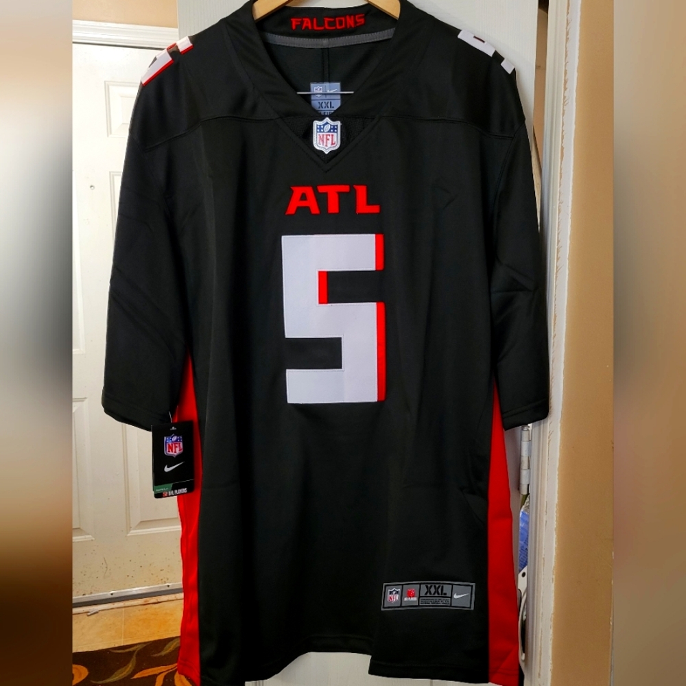Atlanta Falcons Drake London Black and Red Jersey XXL